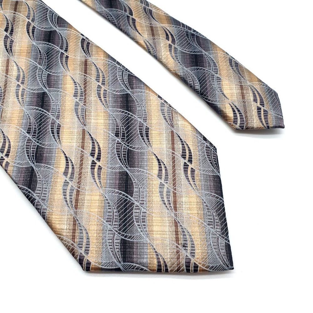 Aldolfo Mens Necktie Accessory Office Work Casual Dad Gift Designer Silver Tan - Picture 2 of 5
